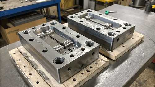 Diagram showing rectangular and tapered mold interlocks
