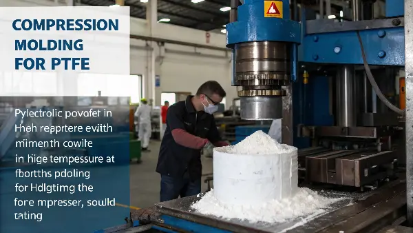 Diagram of compression molding process for PTFE