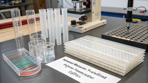Samples of optical grade plastic lenses