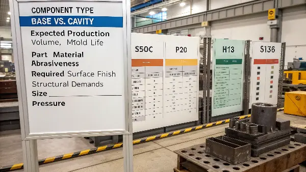 Decision tree or chart for selecting mold steel