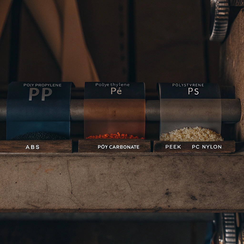 Samples of different colored plastic pellets