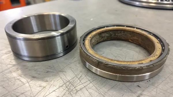 Image comparing a new locating ring to a visibly worn one
