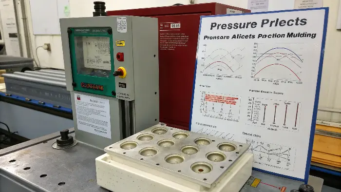 Diagram showing plastic flow under pressure in a mold