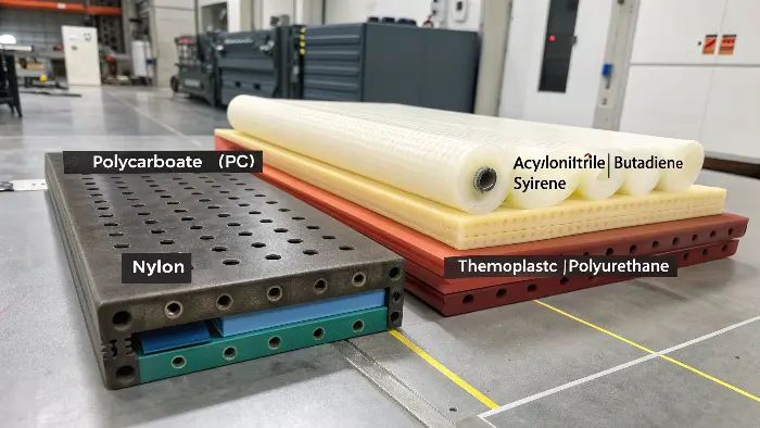 Samples of different plastic materials