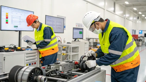 Stress testing machine applying force to a plastic component
