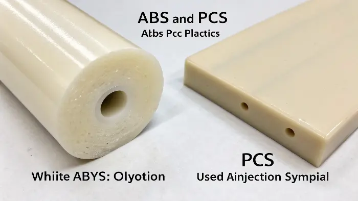 A side-by-side comparison of ABS and PC plastic pellets for injection molding