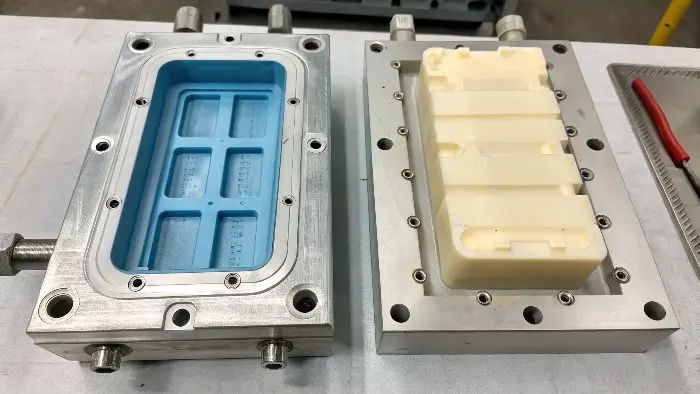 alt text: Comparison of insert molding and overmolding