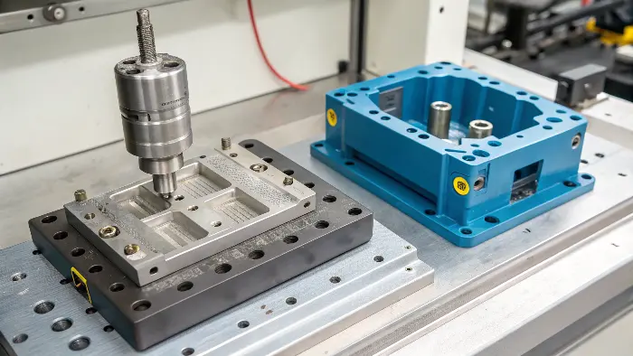alt text: Visual comparison of insert molding and overmolding processes