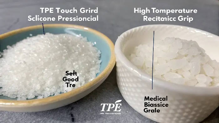 A comparison of a TPE soft-touch grip on a power tool and a silicone baking mold