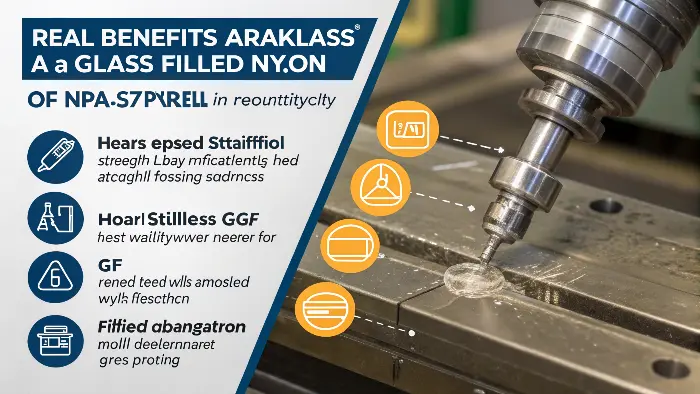 A side-by-side comparison of a smooth, unfilled nylon part and a textured, glass-filled nylon part.