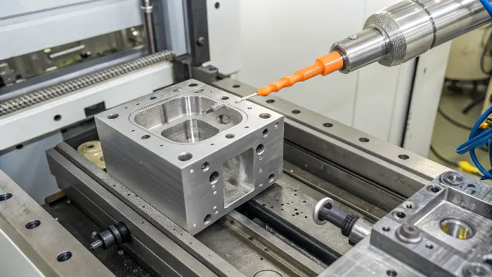 An illustration showing the basic concept of an injection mold with a cavity and core.