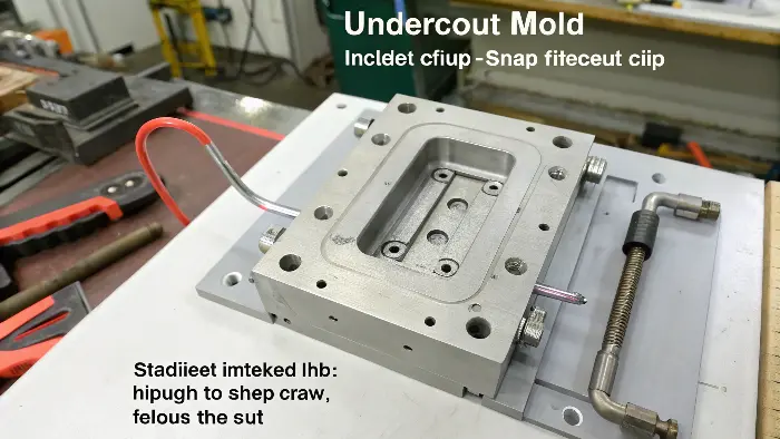 Diagram showing the line of draw and an undercut feature