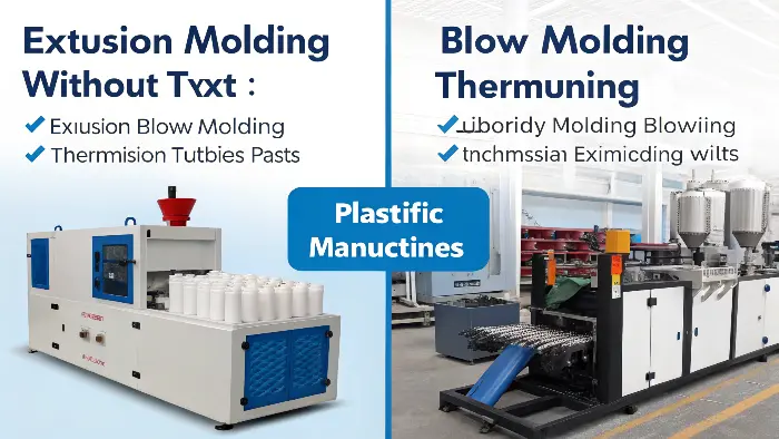 A diagram comparing the strengths of injection molding, extrusion, and blow molding