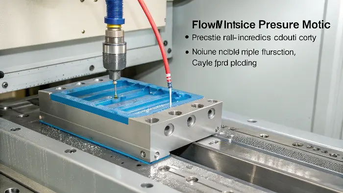 alt text: Graph showing pressure drop from nozzle through runner, gate, and into mold cavity