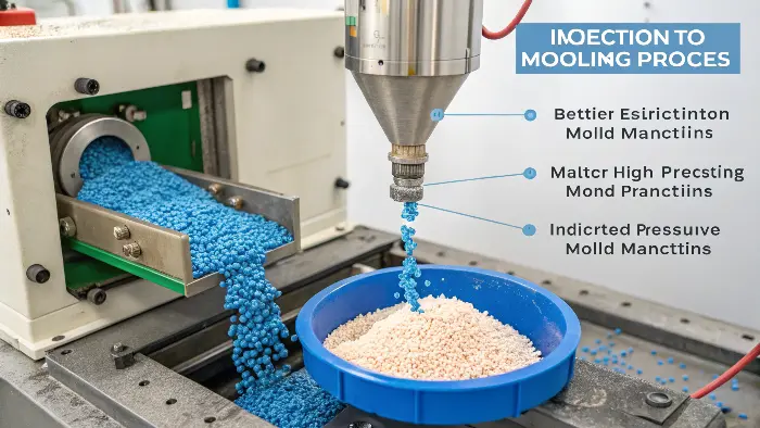 An illustration of the injection molding cycle