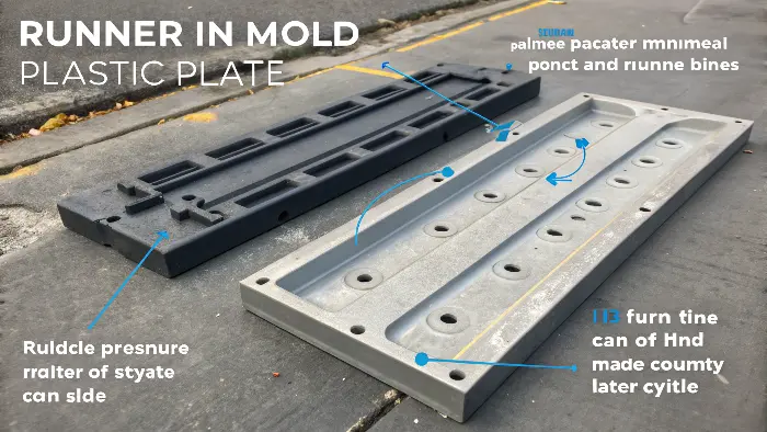A diagram showing the runner system in a plastic injection mold