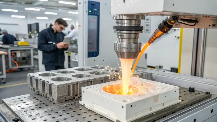 Molten Plastic being Injected into a Mold