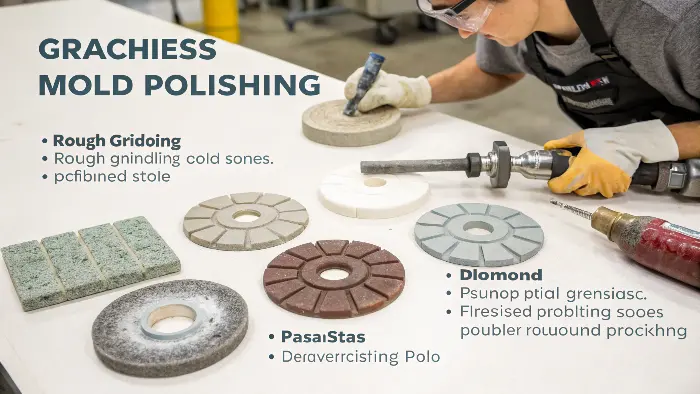 CKMOLD technician performing multi-stage mold polishing