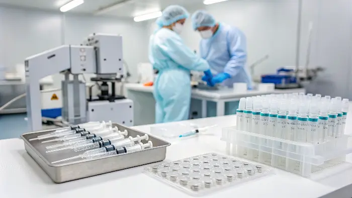 Precision injection molded medical devices like syringes and diagnostic tool components