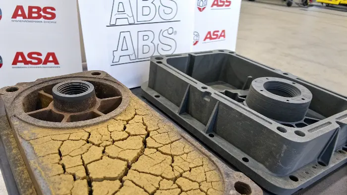 Faded ABS part vs pristine ASA part