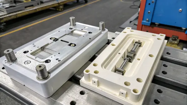 A diagram showing a slider mechanism in an injection mold