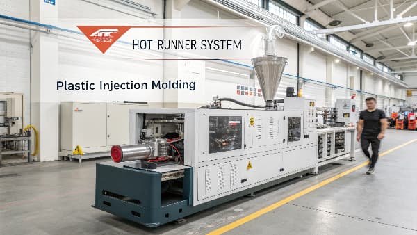 A detailed diagram of a hot runner system in a plastic injection mold