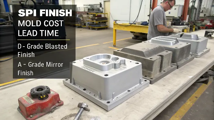 A mold maker carefully polishing a mold cavity by hand