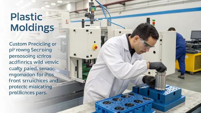 An array of custom plastic molded parts