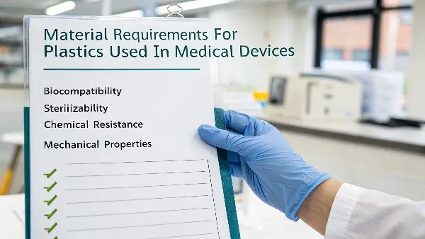 A chart showing the four key requirements for medical plastics.