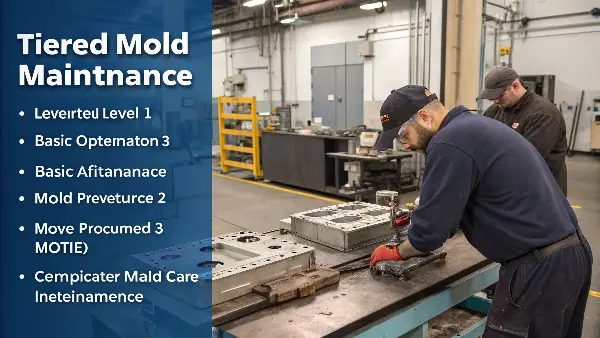 A technician performing bench-top maintenance on an injection mold.