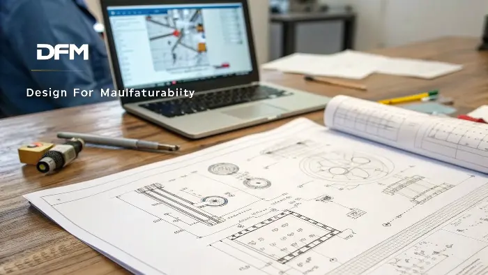 A complex part design compared to a simplified, manufacturable design