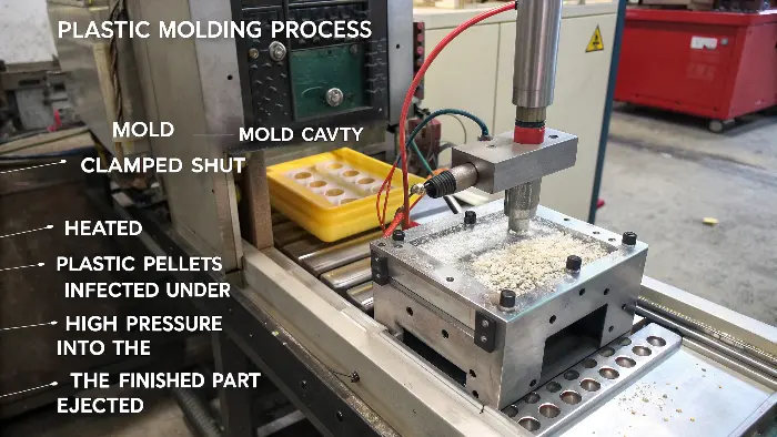 Diagram of an injection molding machine