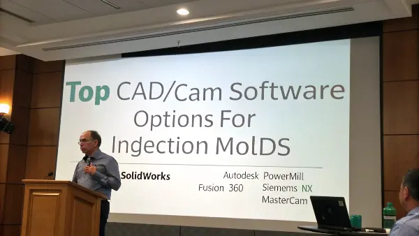 Logos of major CAD/CAM software like SolidWorks, Autodesk, Siemens NX, and Mastercam