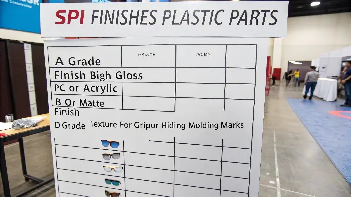 A collection of plastic parts with different materials and finishes