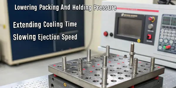 A molding machine operator adjusting settings on the control panel.