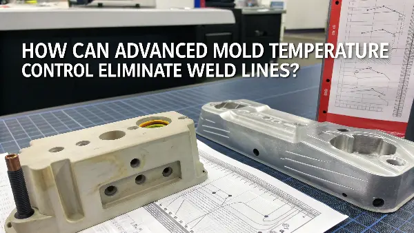 A close-up of a plastic part with a visible weld line flaw.