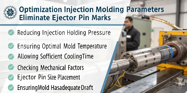 A close-up of a plastic part showing ejector pin marks