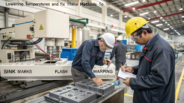 Troubleshooting Injection Molding Defects A close-up of a plastic part showing injection molding defects like sink marks.