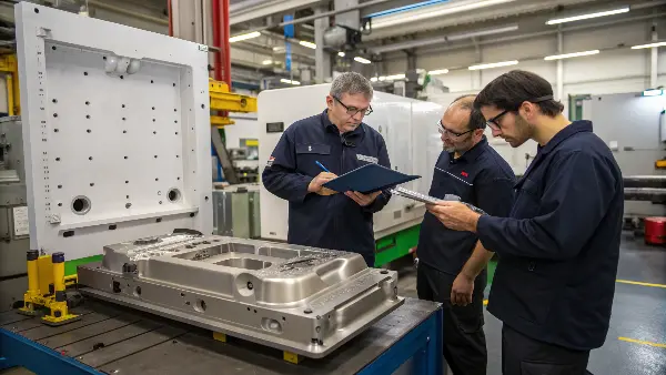 A mold flow analysis simulation showing pressure points inside a mold cavity.