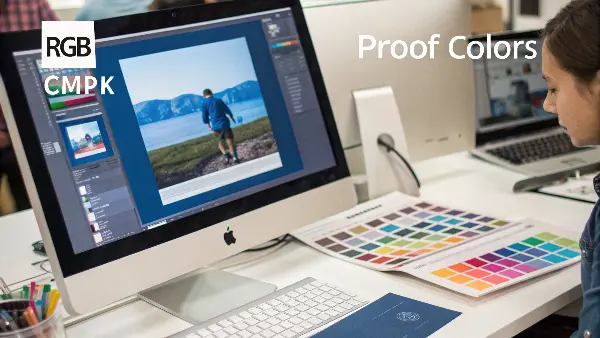 A side-by-side comparison of a design in RGB versus its CMYK conversion