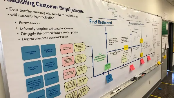A blueprint of a plastic part next to a customer-focused product sketch.