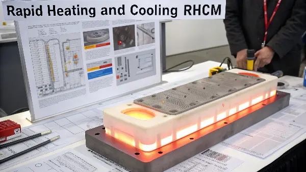 Animation or diagram showing the RHCM cycle: heat, inject, cool, eject.