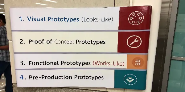 Four different plastic prototypes side-by-side, each representing a different type.