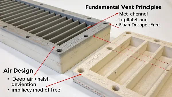 A detailed diagram showing vent land, depth, and relief channel