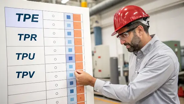 A collage of products made from TPE, TPR, TPU, and TPV materials