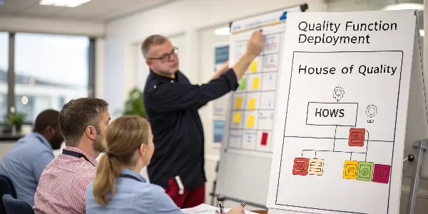 A diagram showing the "House of Quality" matrix used in QFD.