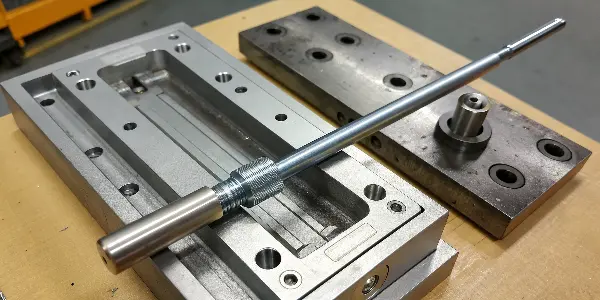 Diagram showing the location of an ejector pin in an injection mold