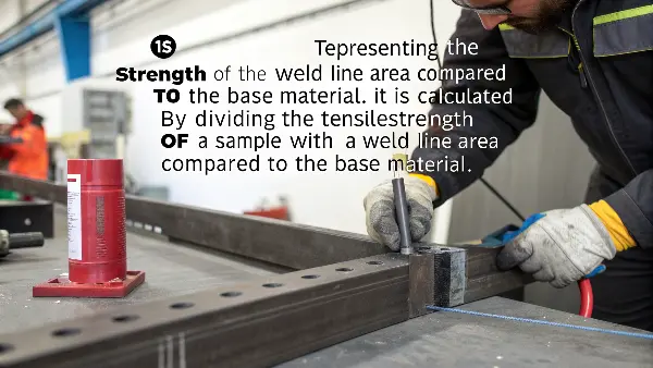 A graph showing the tensile strength of a base material versus the reduced strength at a weld line.