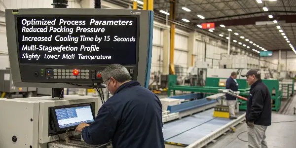 Injection Molding Process Control A modern injection molding machine control panel showing process parameter adjustments.
