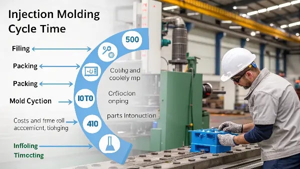 A an infographic breaking down the injection molding cycle time into its components